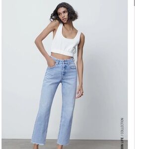 Zara Women's Straight Leg Jeans - Light Blue